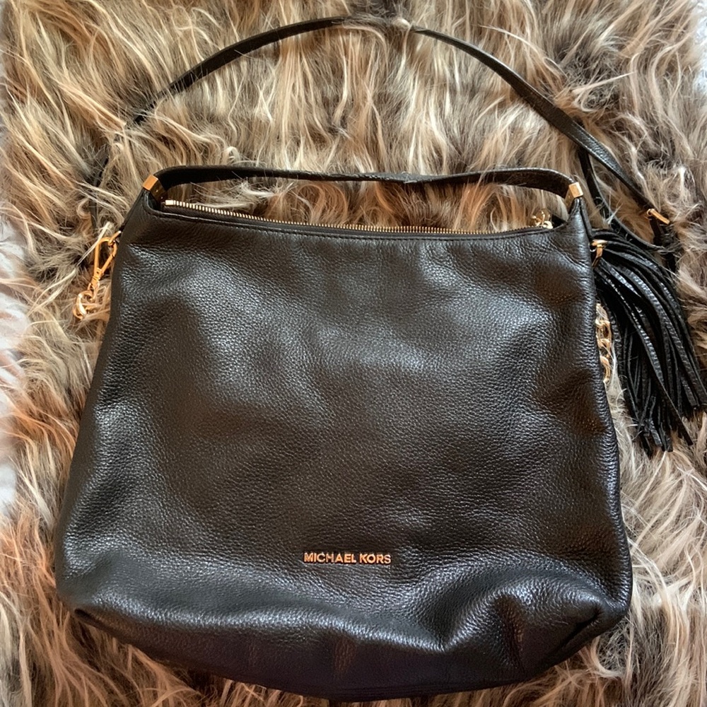 Michael Kors Black Pebble Leather Shoulder Bag